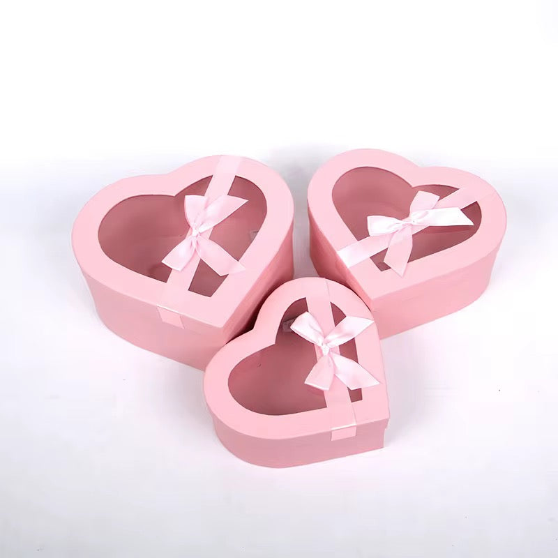 3pcs Heart with bow box